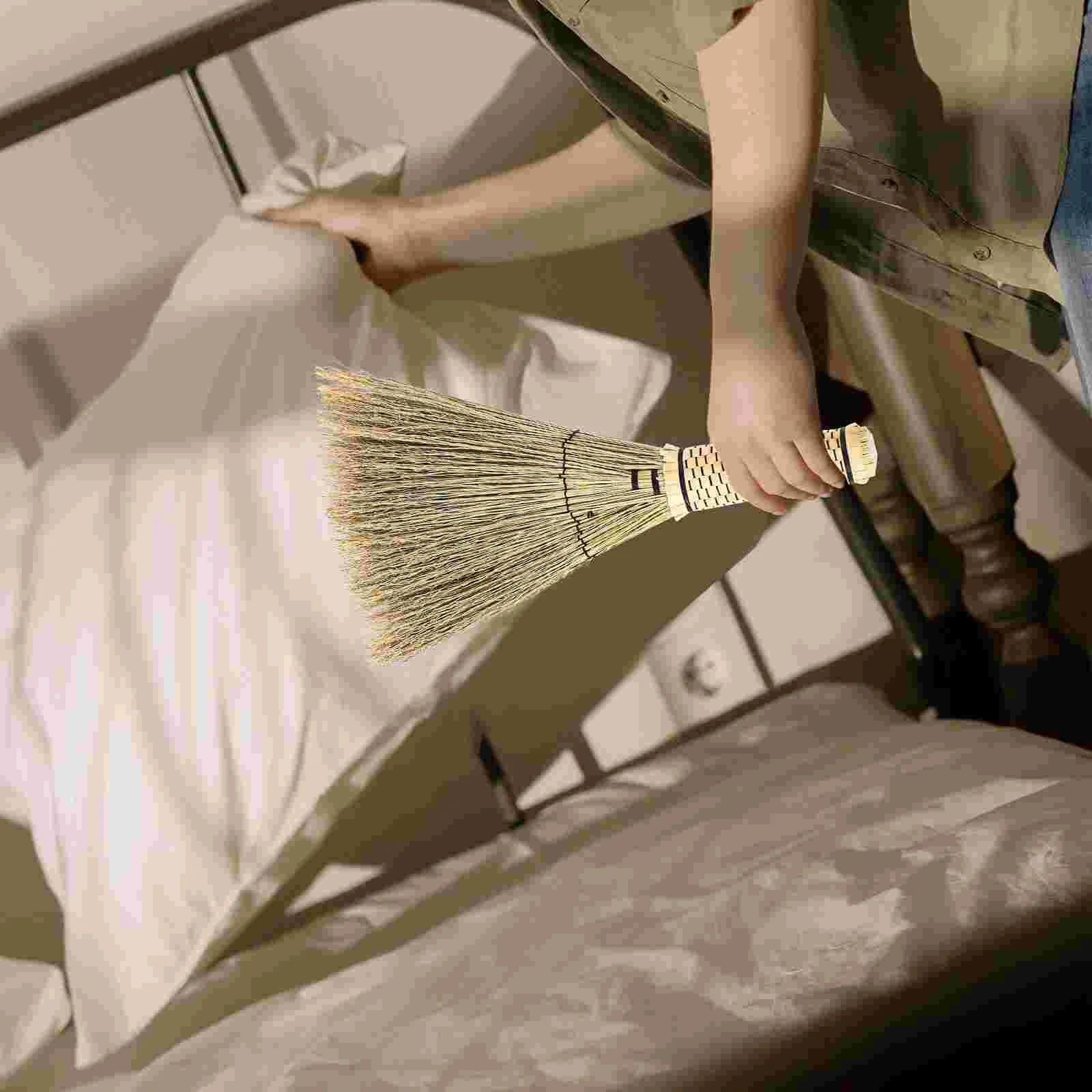 Handmade Straw Bed Sweep Small Cleaning Broom Woven Corn Household Mini Broom Desktop Dustpan Tool Supplies Zpaxo