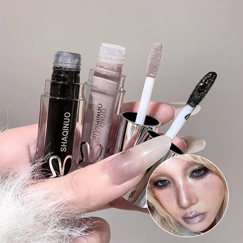 Water Light Mirror Moisturizing Lip Gloss Punk Black Silver Fine Flash Low Saturation Lip Glaze Long-lasting Nude Lip Makeup Zpaxo