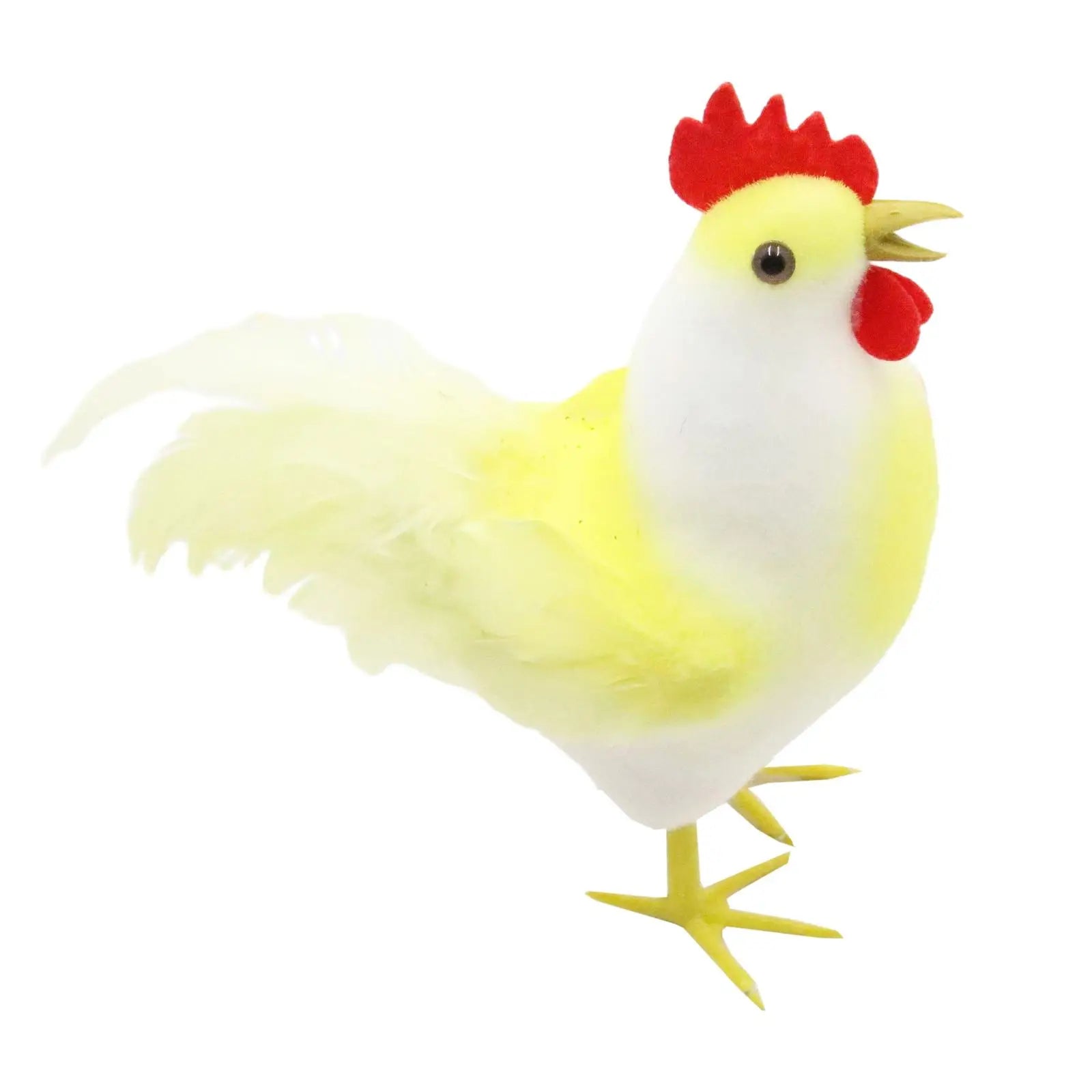 Rooster Sculpture Simulated Feathers – Garden & Desktop Statue Garden Animal Statue Zpaxo YELLOW