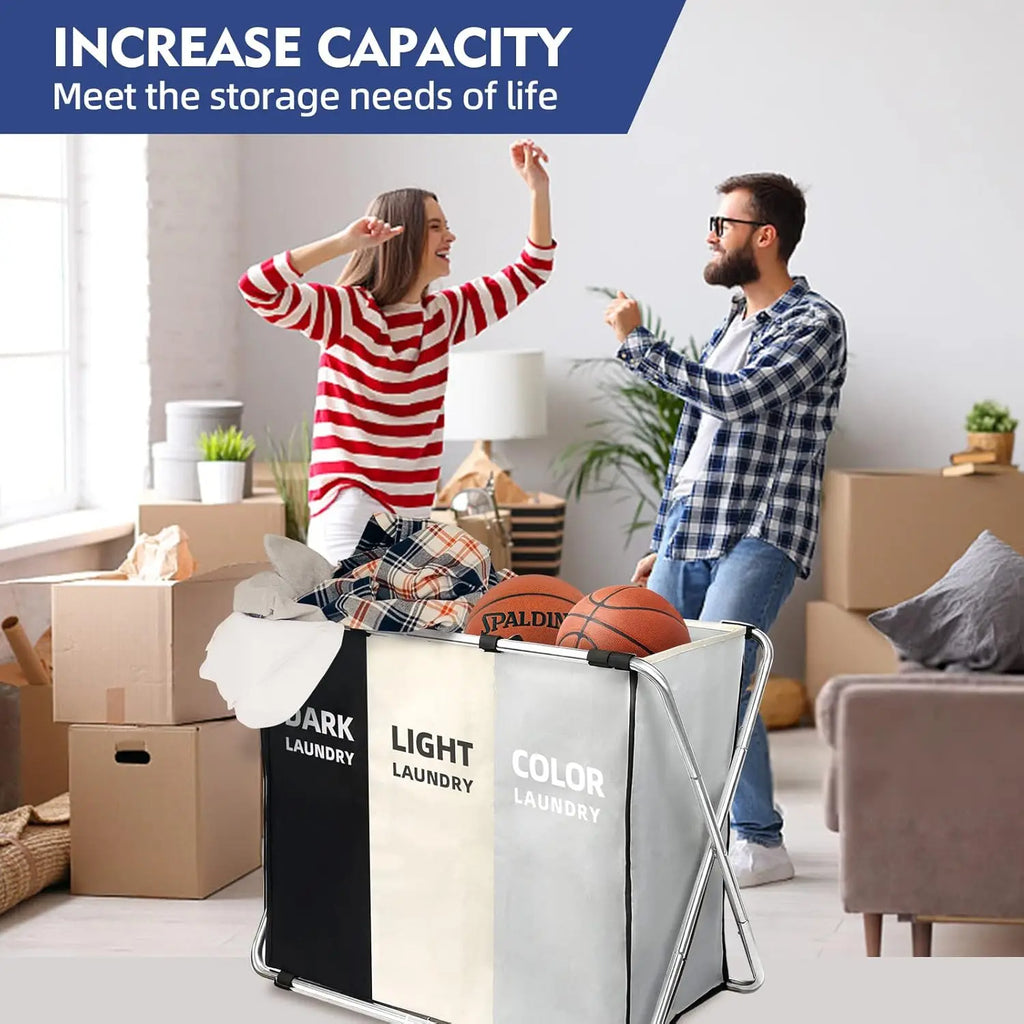 Large Laundry Basket Freestanding Hamper Collapsible Tall Clothes