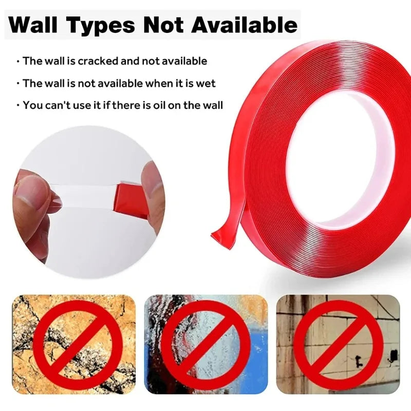 Transparent Acrylic Double Sided Tape Heavy Duty Nano Tape Traceless Washable Adhesive Sticker Clear Sticky Power Foam Tapes Zpaxo