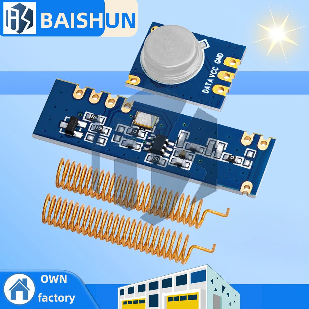 433MHz Wireless Module Kit, ASK Transmitter STX882 & Receiver SRX882 with 2Pcs Copper Spring Antennas, 100m Transmission Range Zpaxo