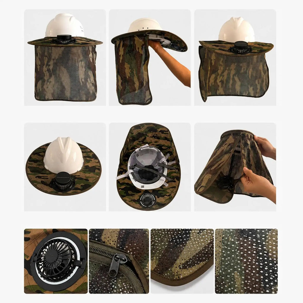Hard Hat Brim Solar Powered USB Removable Breathable Visor Hard Hat Full Brim For Construction Work Outdoor Fishing Summer Zpaxo