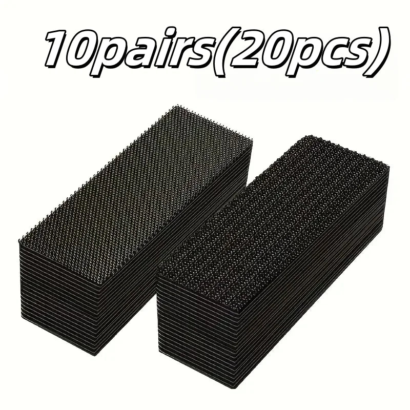 20pcs Rectangular Carpet Grips - Double Sided High Adhesive Non-Slip Patches for Car & Home Mats, Hook & Loop Fastener Zpaxo 10 pairs(20 pcs)