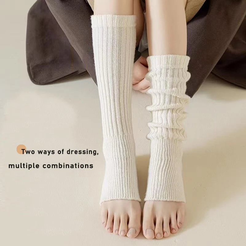 Y2k Winter Leg Warmers Fluffy Knitted Gothic Lolita Knit Long Socks