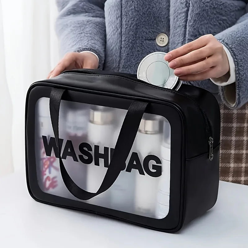 Toiletry Bag Transparent Window Spacious Easy-clean Travel Gym Daily Zpaxo black
