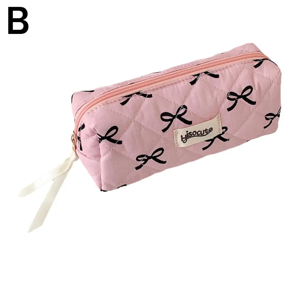 Cute Pink Bow Pencil Case – Large Capacity Girls Stationery Bag Pencil Case Zpaxo B