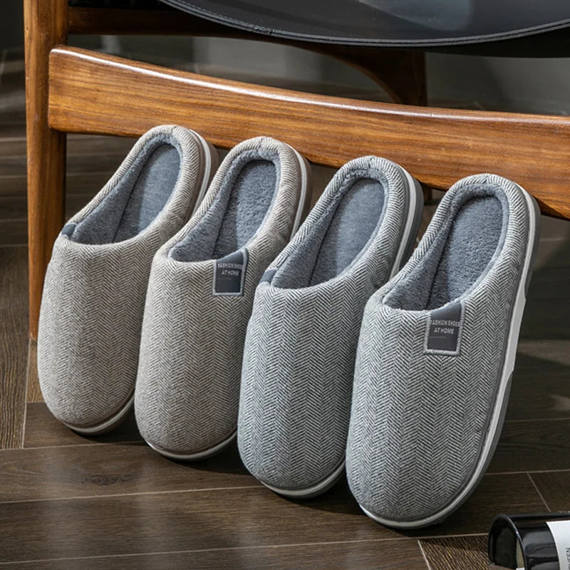 Winter Warm Men Fur Slippers House Non Slip Soft Shoes Comfort Flat