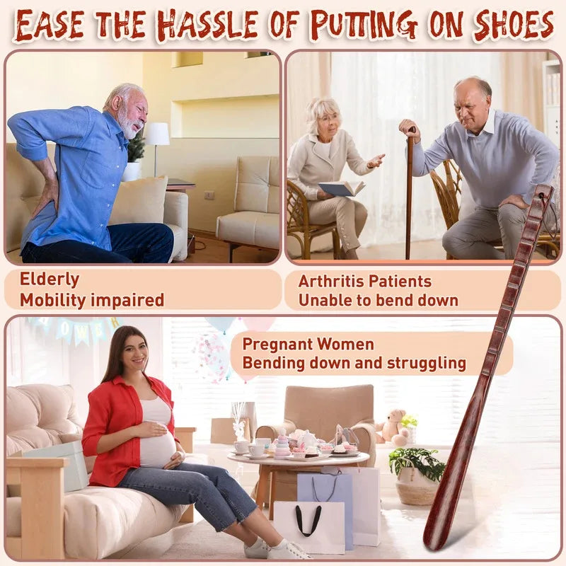 54CM Long Wooden Shoe Horn for Seniors – Long Handle Shoehorn Shoe Horn Zpaxo