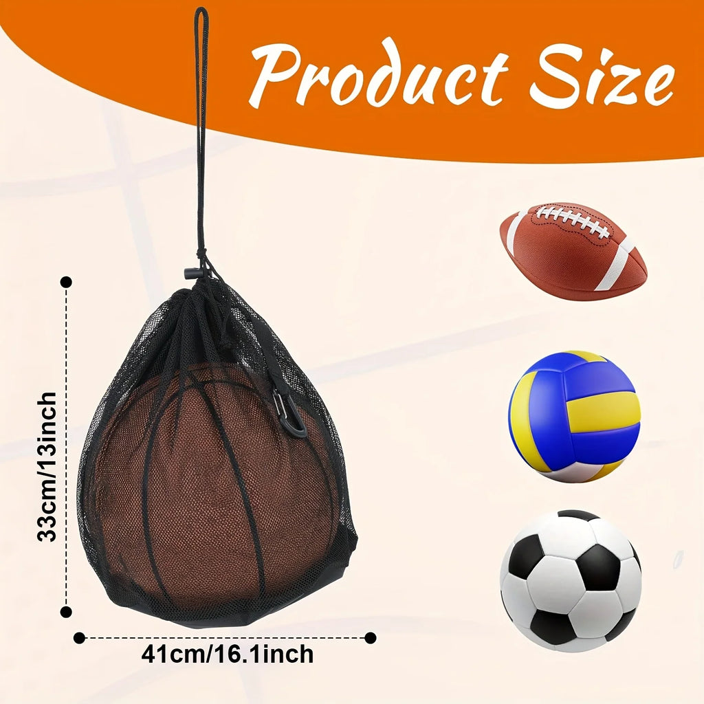 Portable Basketball Mesh Bag Multi-purpose Drawstring Sports Foldable
