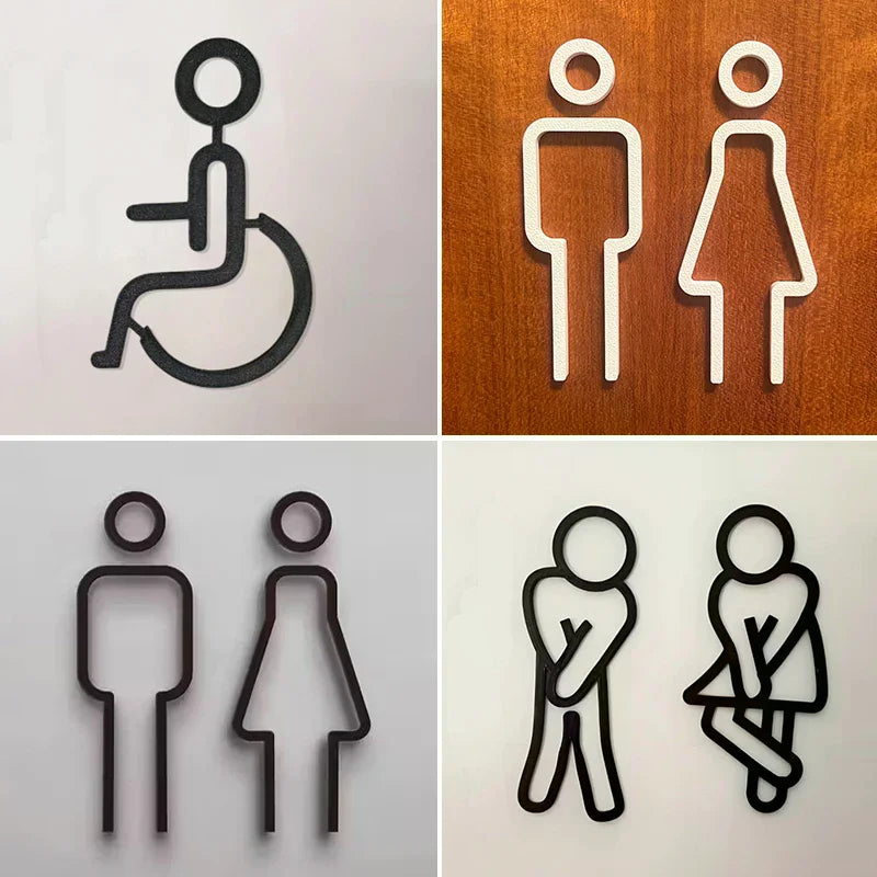 3D Printed Bathroom Door Sign Male Female Restrooms Symbol Decor Zpaxo