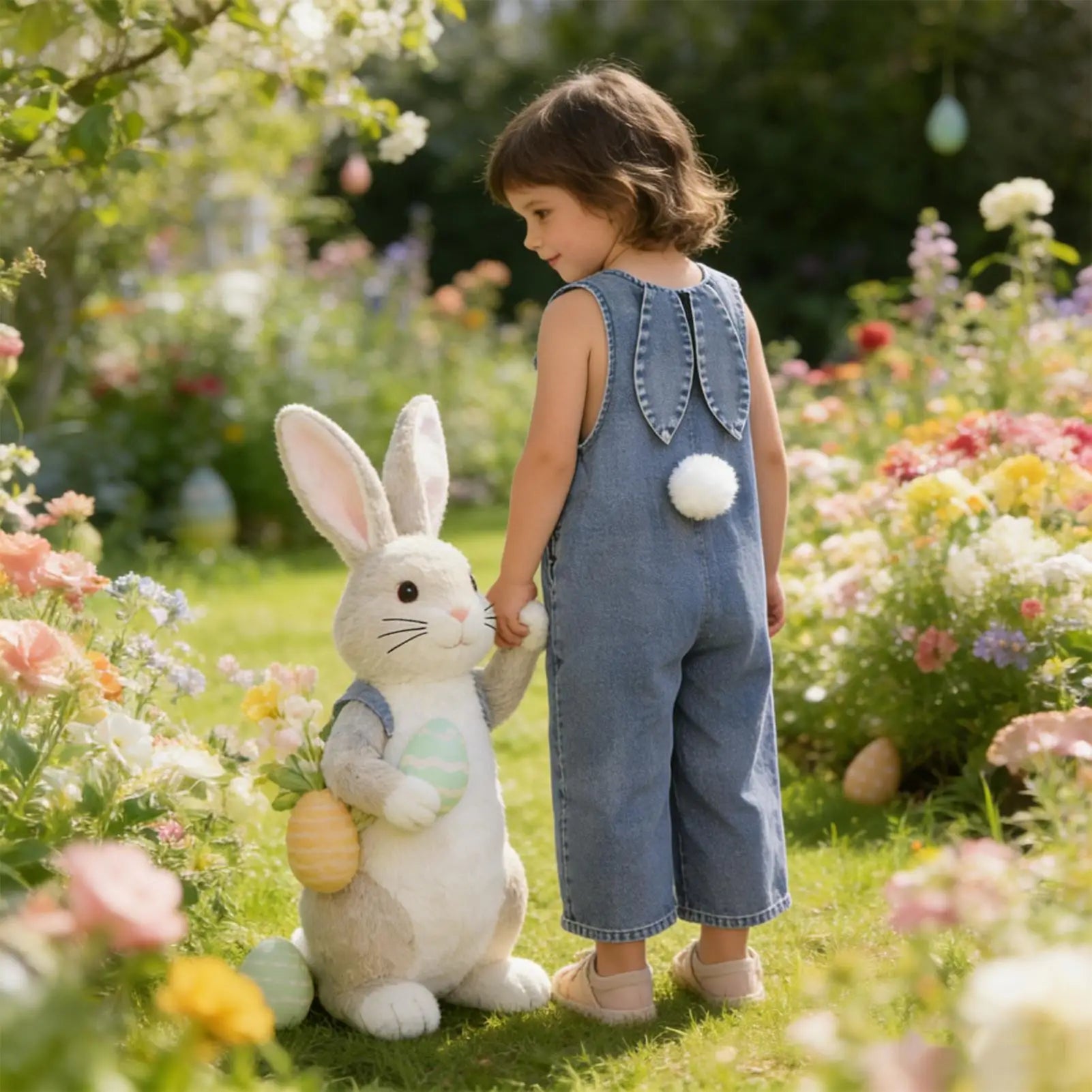 Boys Overalls Soft Breathable Funny Spring Easter Bunny Costume Holiday Decor For Indoor Home Daily Travel Camping Celebration Zpaxo