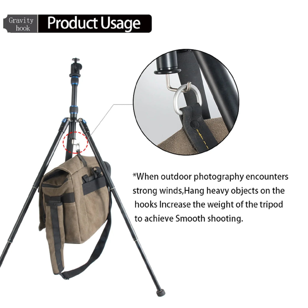 Tripod Center Shaft 3 8 Screw Gravity Stabilized Weights Hook Metal
