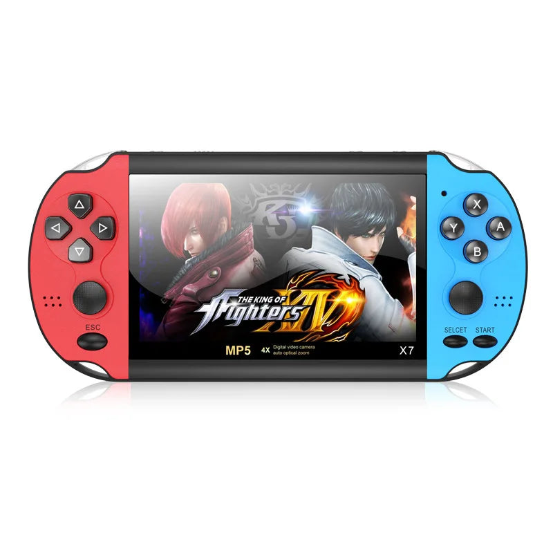 10000 Games X7 Retro Handheld Game Console with 4.3 Inch LCD Screen 8GB TF Card Built-in MP5 Video Game Classic Game Console Zpaxo Red Blue