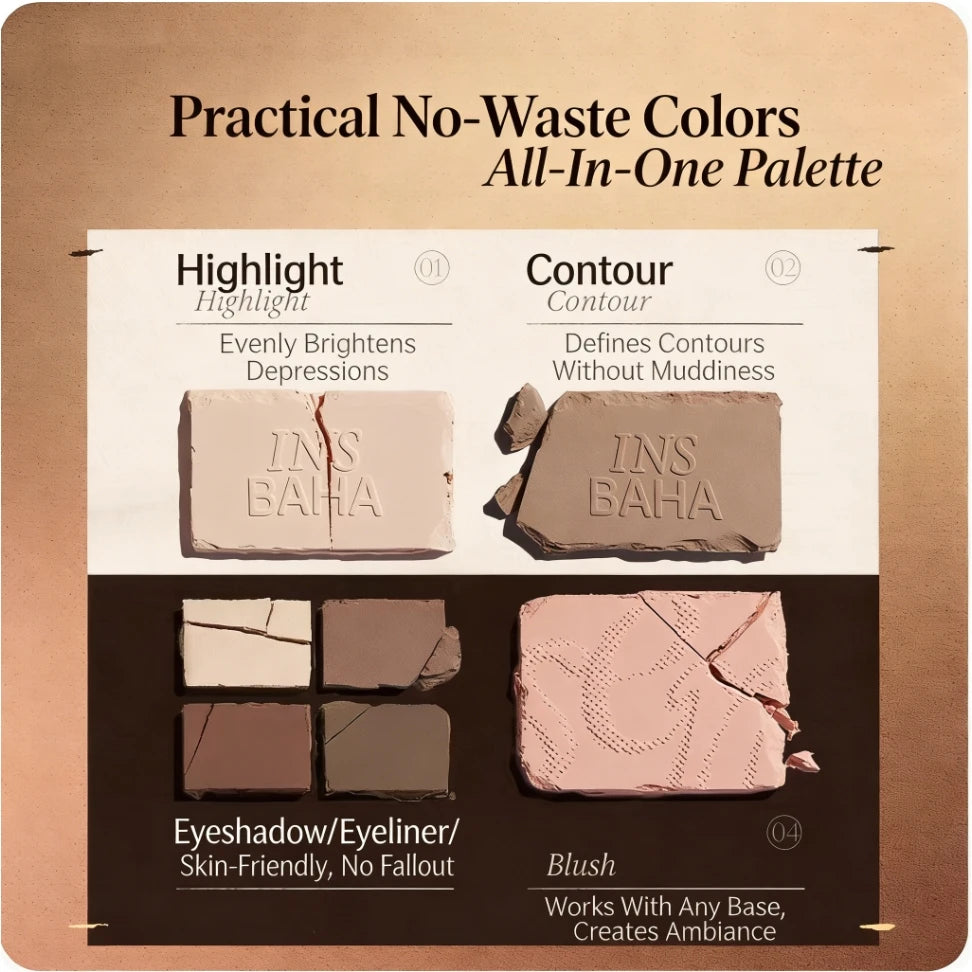 INSBAHA Eyeshadow All-in-one Face Palette My Way Blush Highlighter Zpaxo