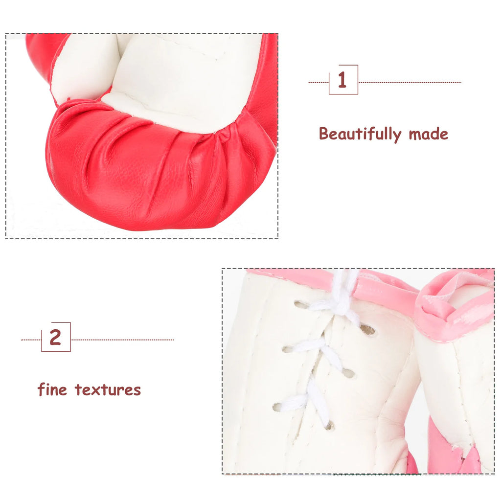 2Pairs Mini Boxing Gloves Decorations Vibrant Red Pink Miniature