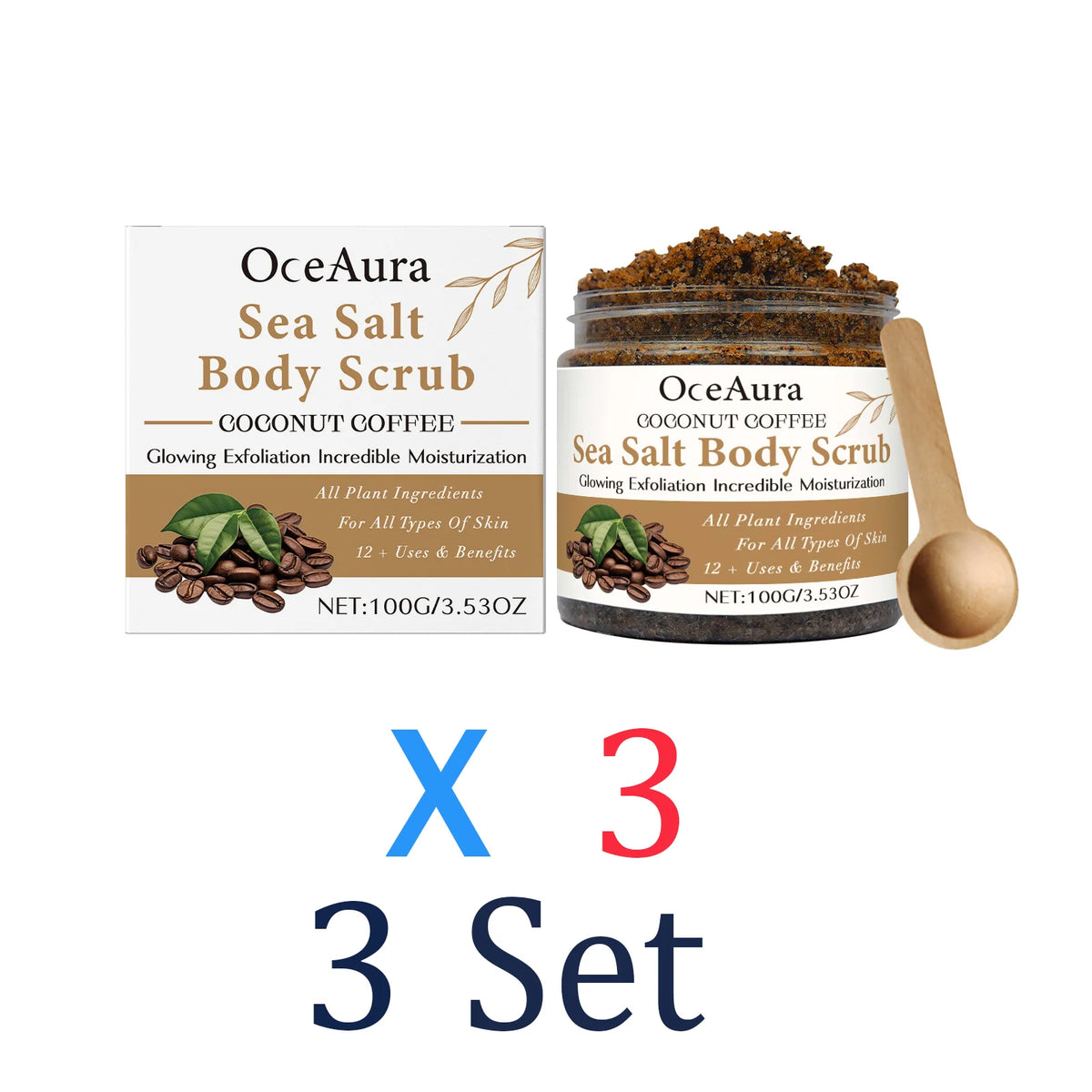 Nourishing Body Scrub Coffee Coconut Exfoliating Deep Hydration Lock Zpaxo 3 Set