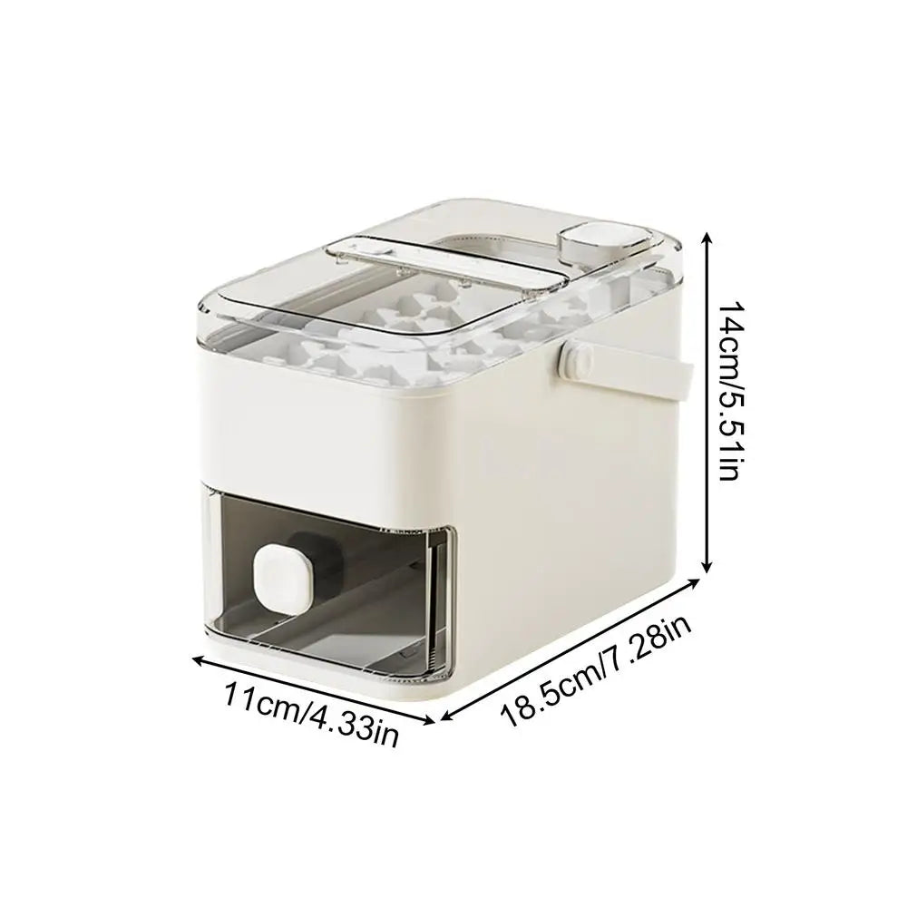 Ice Tray Box 56-Cavity Reusable Double-layer Press Lid Portable Maker Zpaxo Beige