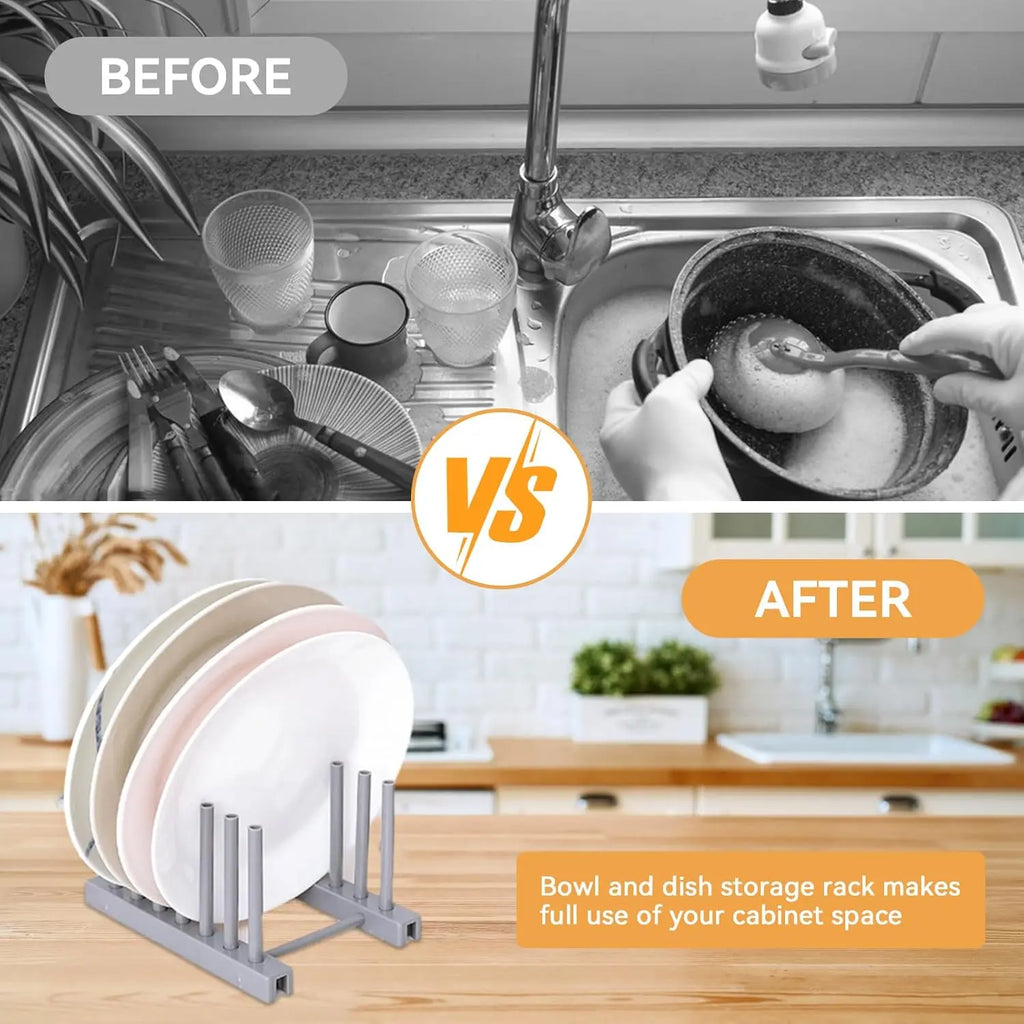 2-Pack Plate Rack Organizer – Cabinet Stand for Plates & Bakeware