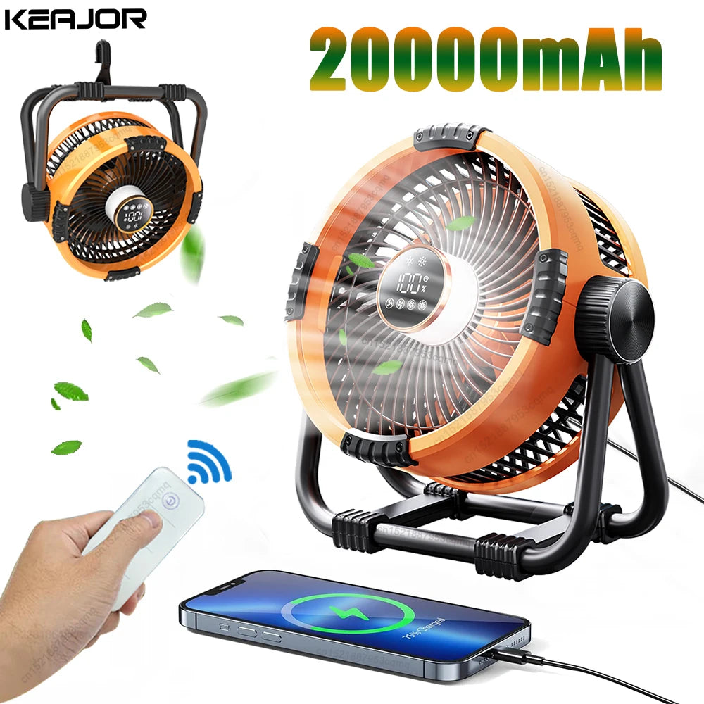Camping Fan 20000mAh Rechargeable Portable Outdoor Air Circulators