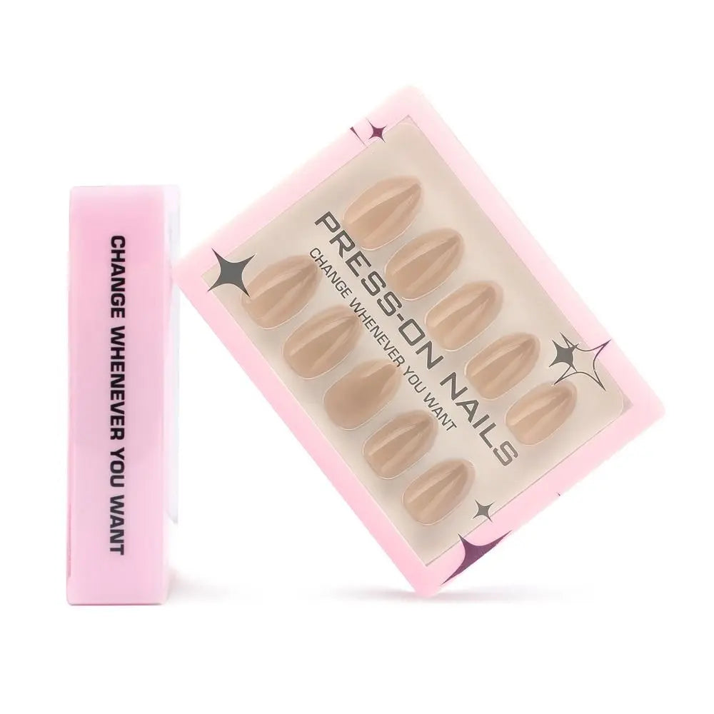 Manicure Long Almond False Nails Simple French Press Solid Detachable Zpaxo