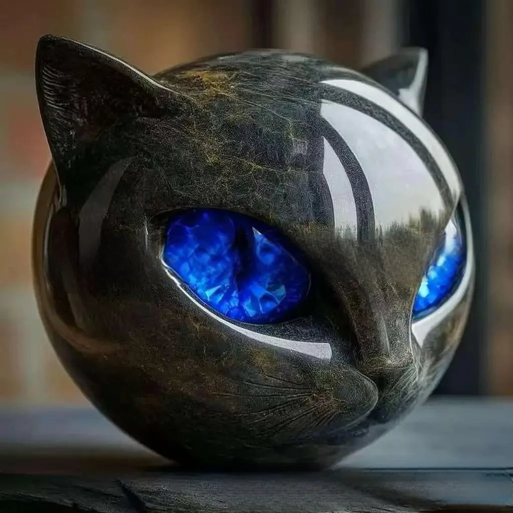 Mystic Black Cat Resin Sculpture – Gothic Witchy Home Decor Resin Sculpture Zpaxo D