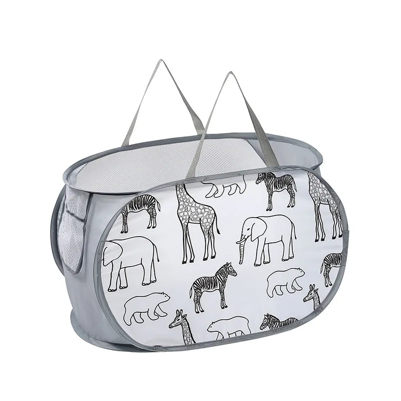 Hot selling folding dirty clothes basket portable home laundry basket bathroom dirty clothes basket laundry basket Zpaxo Grey Giraffe