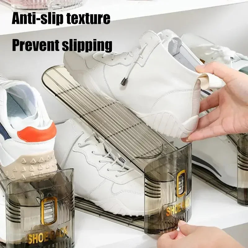 10Pcs Transparent Shoe Storage Artifact Shoe Box, Shoe Cabinet, Layered Storage Box, Double-layer Shoe Rack, Folding Shoe Rack Zpaxo