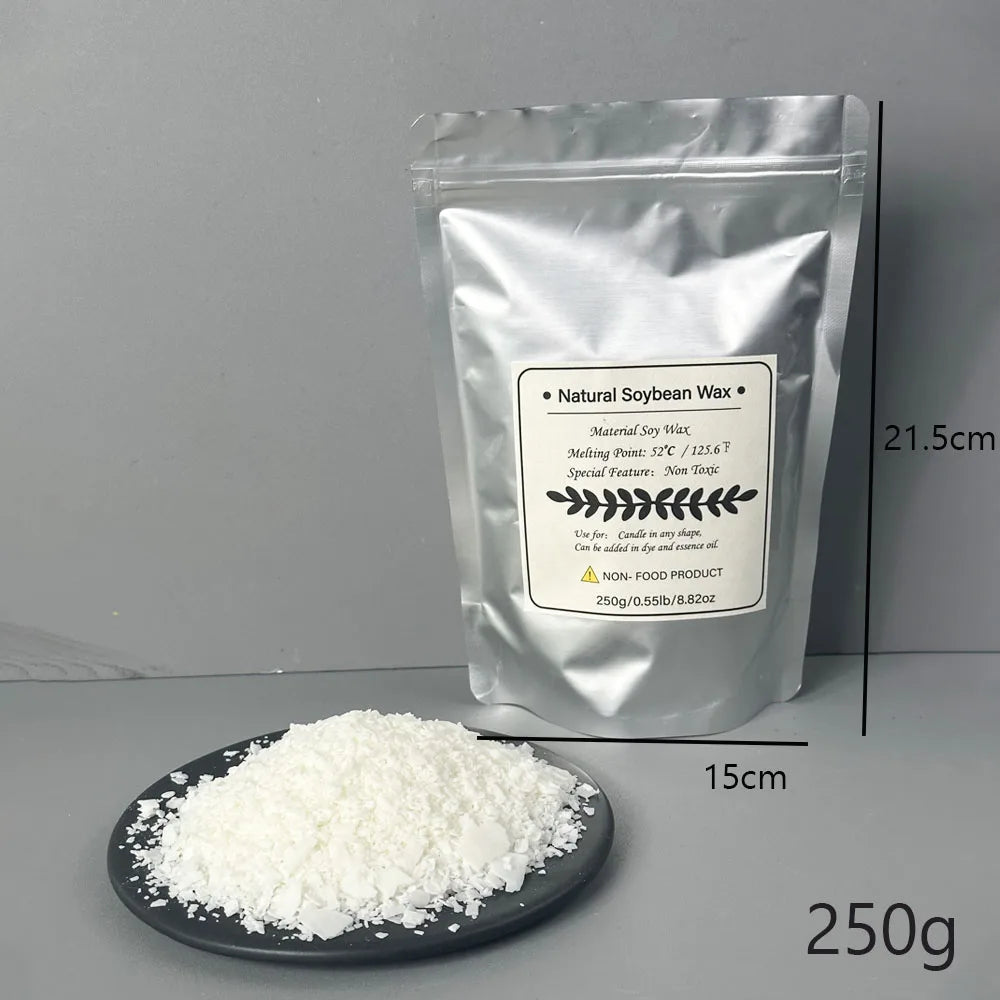 2026 Natural Soy Wax DIY Candle 100/250/500/1000g Making Supplies Scented Candle Raw Material Smokeless Candles Wicks Making Zpaxo 125-250g