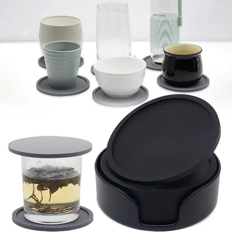 6Pcs 10cm Silicone Coasters Round Heat Resistant Rubber Tea Cup Mat Drink Coffee Mug Glass Beverage Holder Pad Decor Table Mat Zpaxo