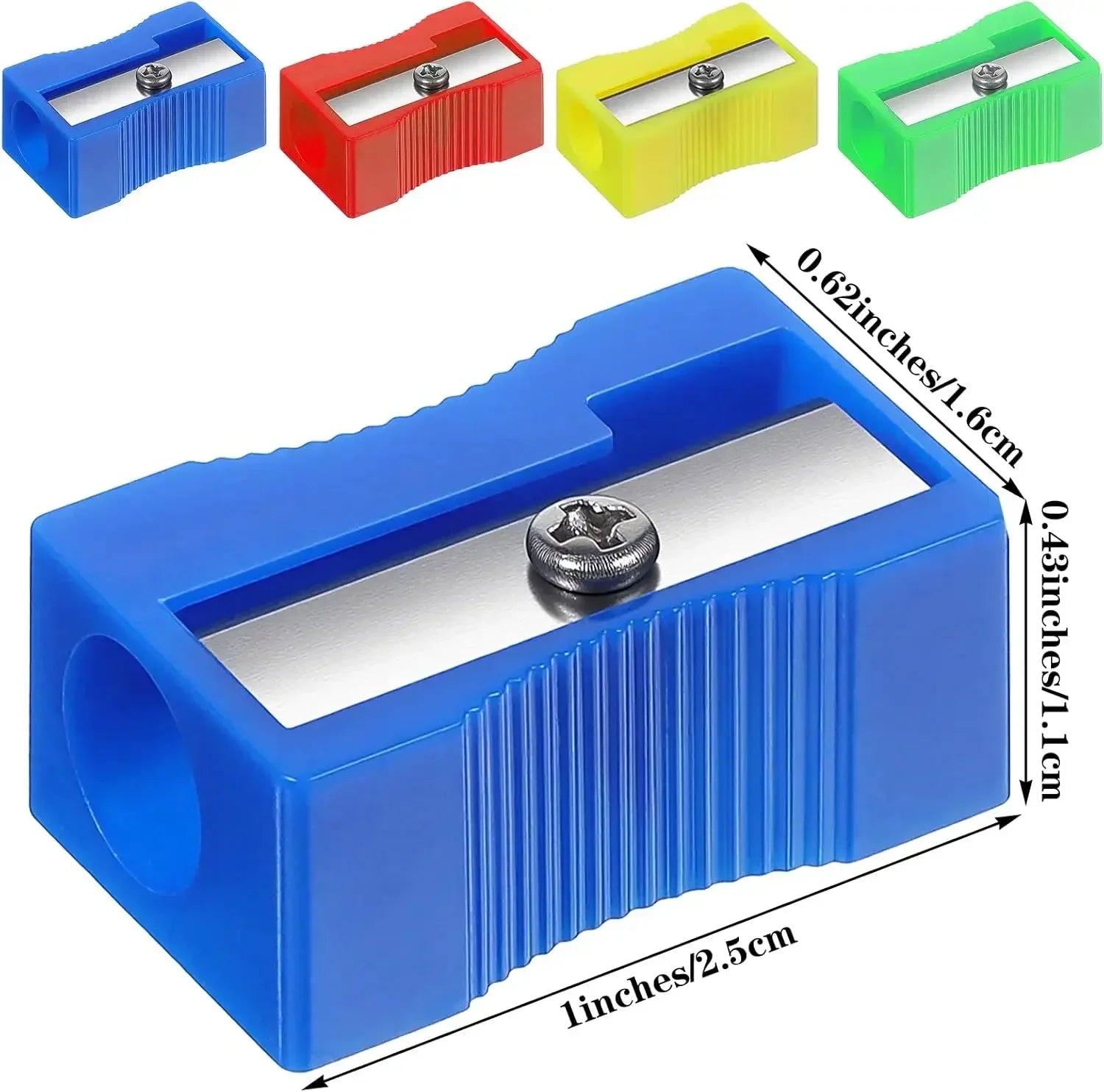 Mini Pencil Sharpener Plastic Single Hole Rectangular Shape Bulk Zpaxo