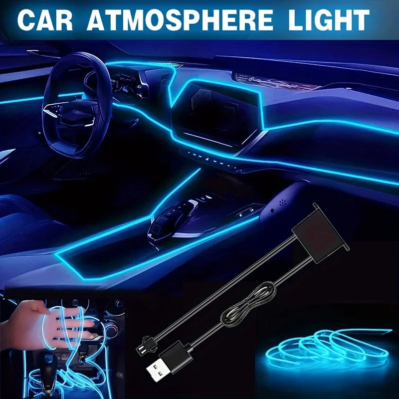5M USB Car Interior LED Strip Ambient Neon Atmosphere Light Car Ambient LED Strip Zpaxo
