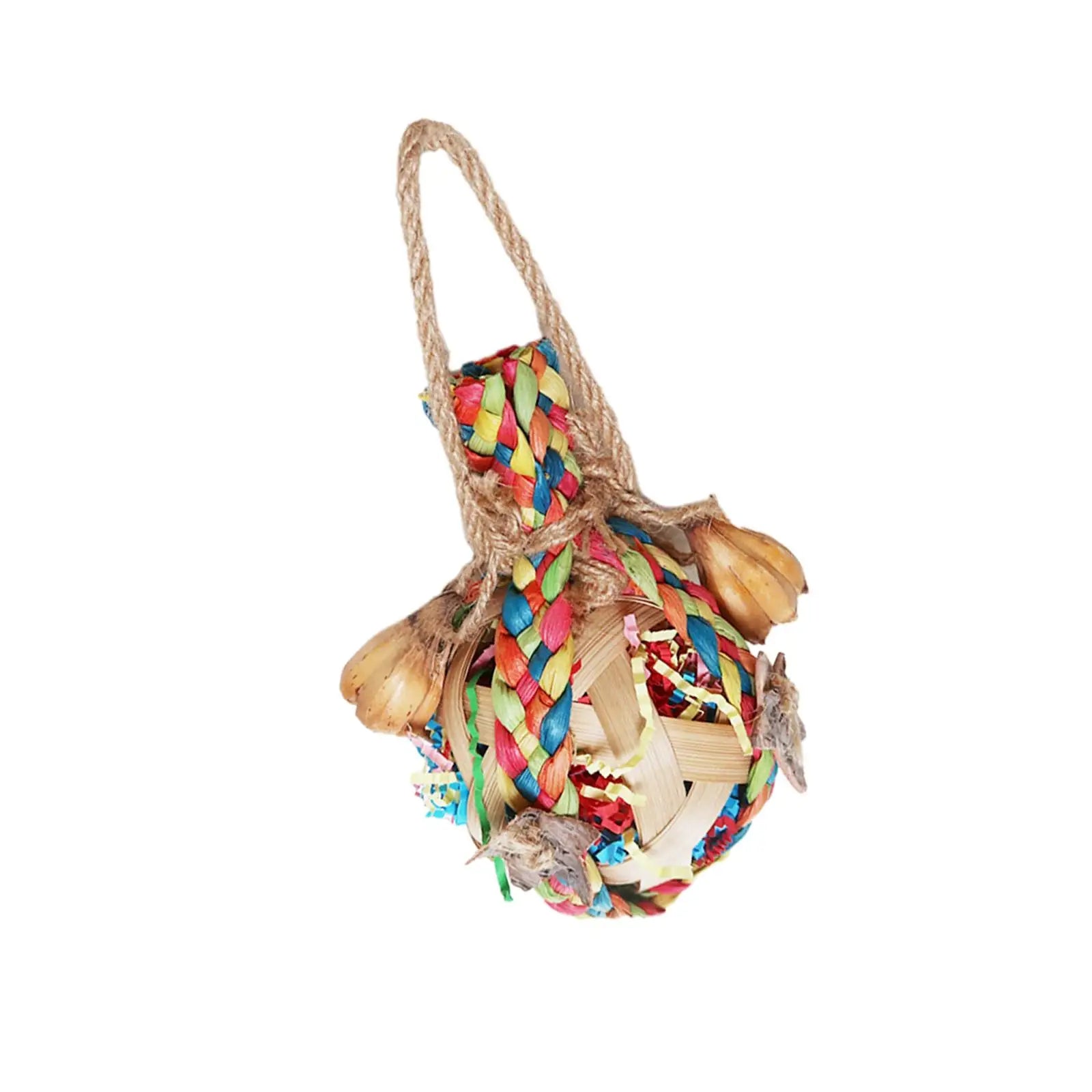 Bird Chewing Toy Chew Toy Ball Cage Bite Hanging Colorful Large Parrot Toys for Lovebird Cockatiels Conures Finches Parakeets Zpaxo Style B
