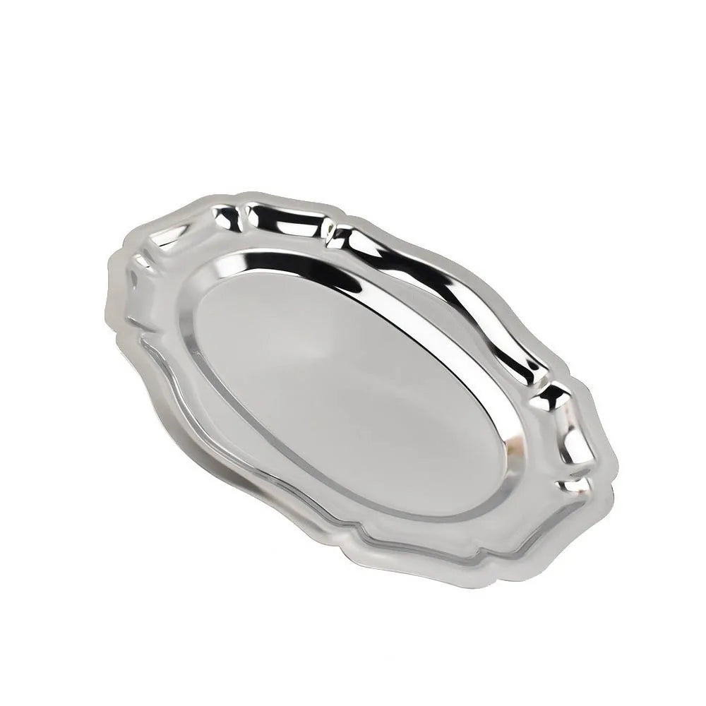 Mirror Stainless Steel Embossed Cake & Dessert Serving Tray Dessert Serving Tray Zpaxo S