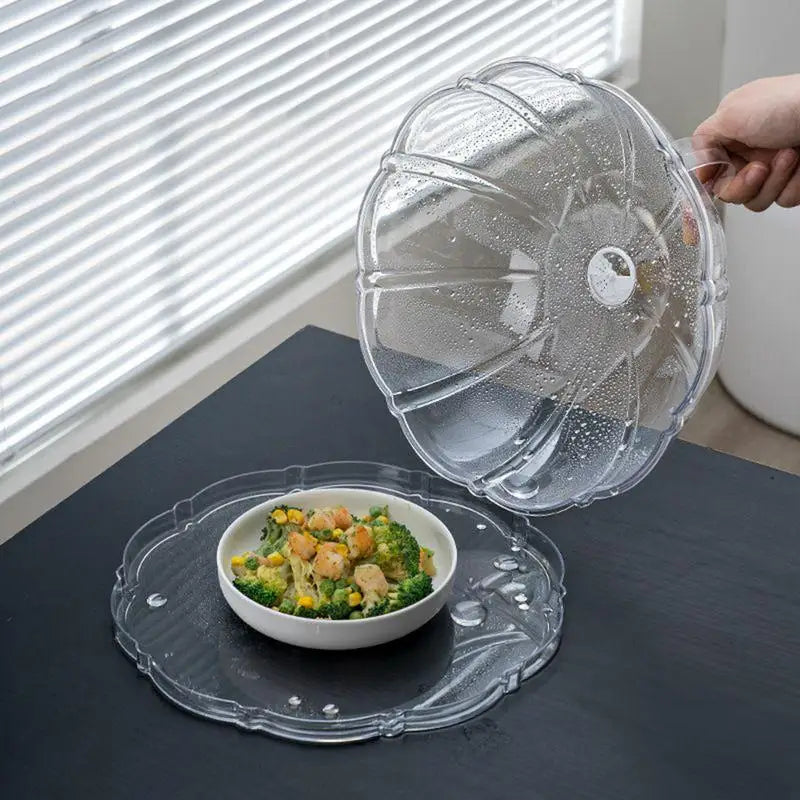 Microwave Food Splash Proof Cover Plate Transparent Cover with Handle Household Oven Heating Cover Cooking Utensils Accessories Zpaxo