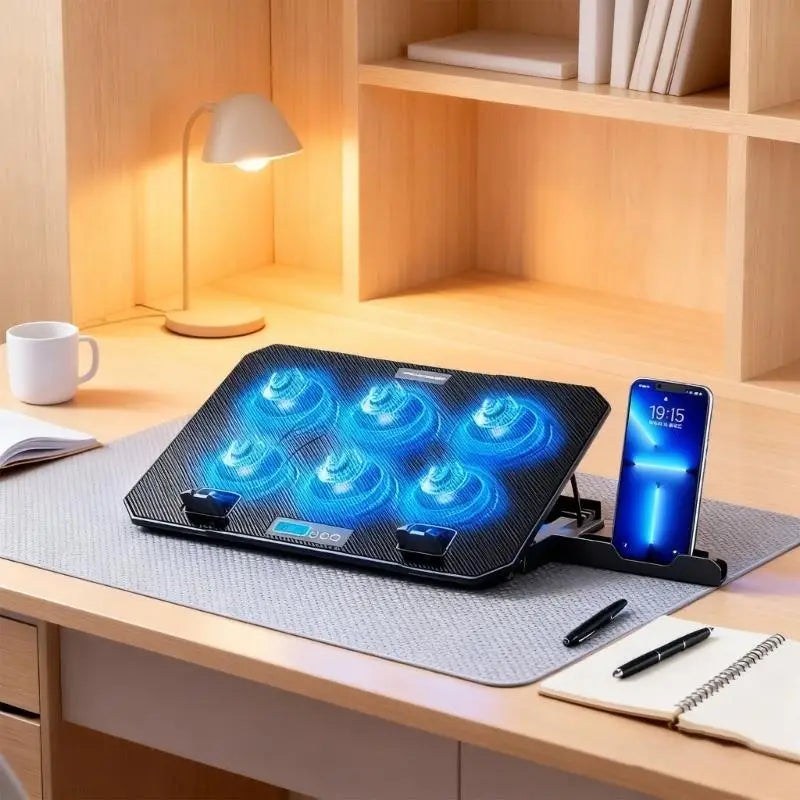 652F Foldable Cooling Pad Laptop 6 Quiet Fan Stand 2 USB Port Phone Zpaxo