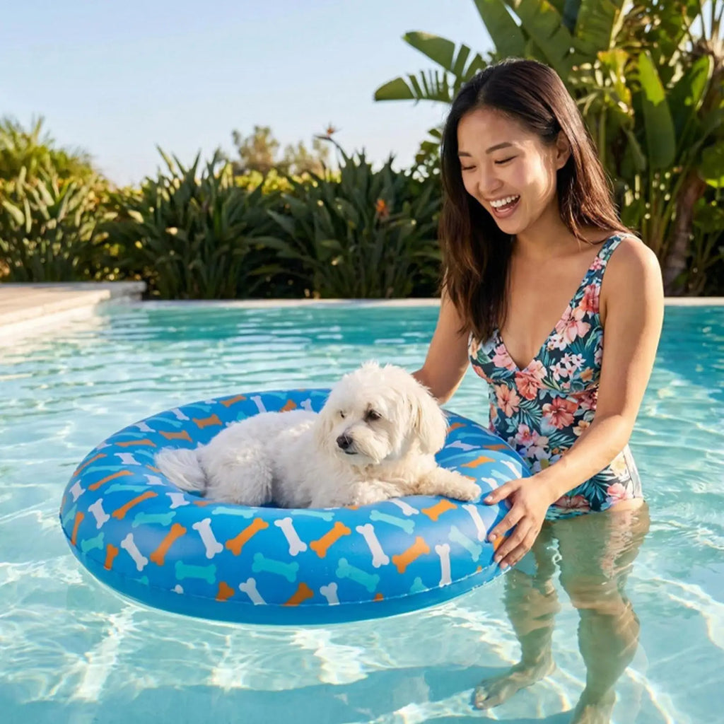 Dog Pool Float PVC Anti-leak Inflatable Pet Water Raft Non-slip Small