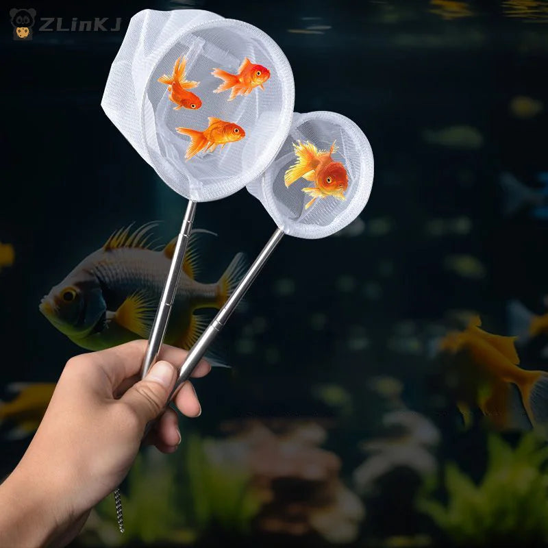 ▶1Pcs Fish Tank Cleaner Tool Aquarium Fish Net Stainless Steel Retractable Small Fish and Shrimp Nets Zpaxo