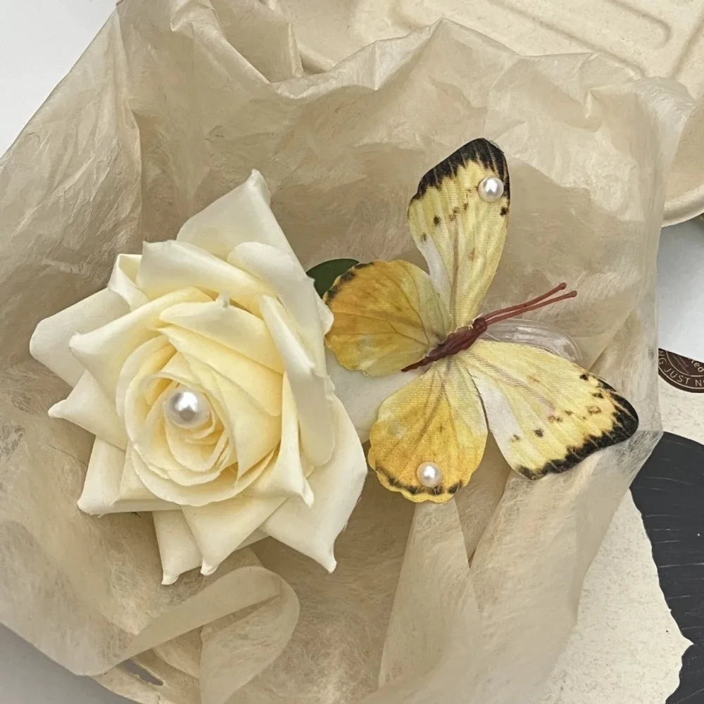Elegant Plastic Flower Hair Clip Romantic Side Hairgrips Butterfly Zpaxo J