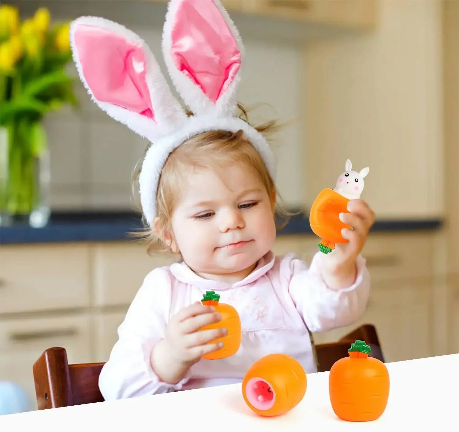 Easter Carrot Rabbit Fidget Toys Squeeze Ball Kids Relieve Stress Up