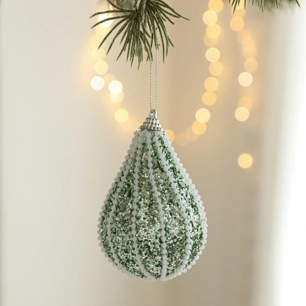 Green Glitter Foam Christmas Ball Ornament | Tree Hanging Decor