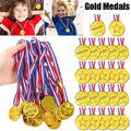 Kids Gold Winner Medals Neck Ribbon Plastic Star Shaped Award Sports