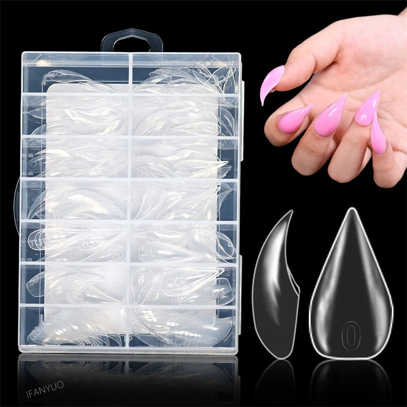 70/140/150pcs Eagle's Talon False Nail Tips Short Curved Stiletto Clear Soft Fake Nails Extension for DIY Nail Salon Manicure Zpaxo