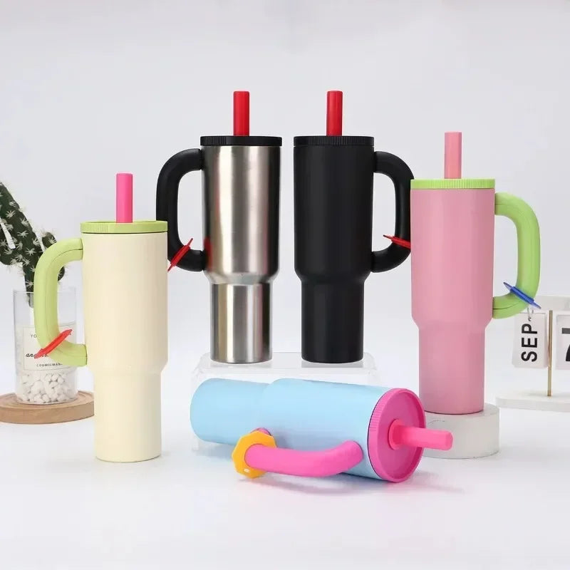 Stainless Steel Insulated Ice Cup with Handle & Straw | Large Insulated Tumbler Zpaxo