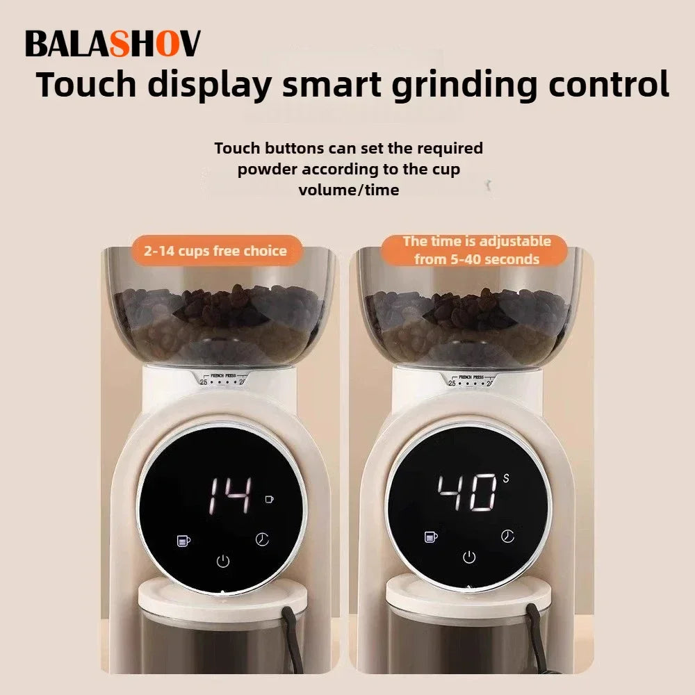 Electric Burr Coffee Grinder Automatic Precision Mill Espresso Drip Pour Over American Coffee Transparent Bean Storage Container Zpaxo