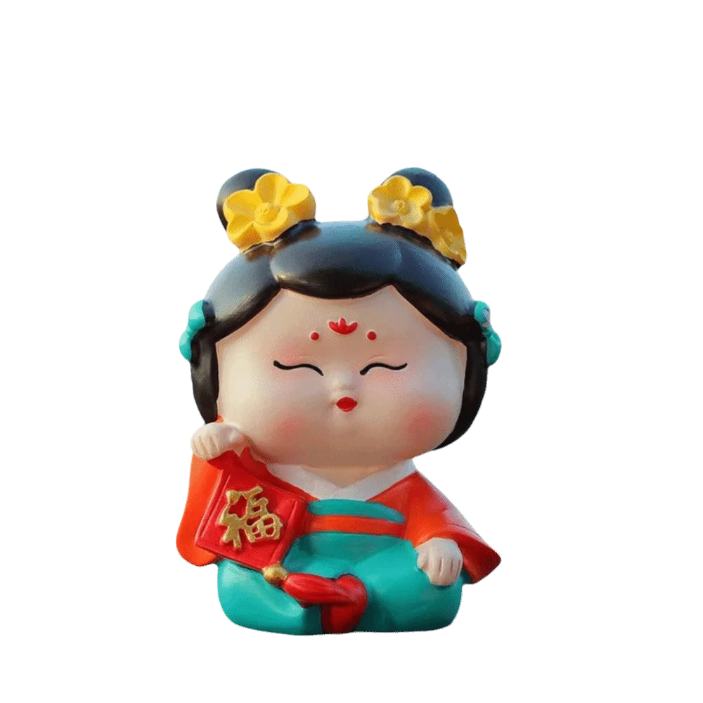 Resin Car Cute Doll Ornament Decorative Art Craft Chinese Ancient Zpaxo
