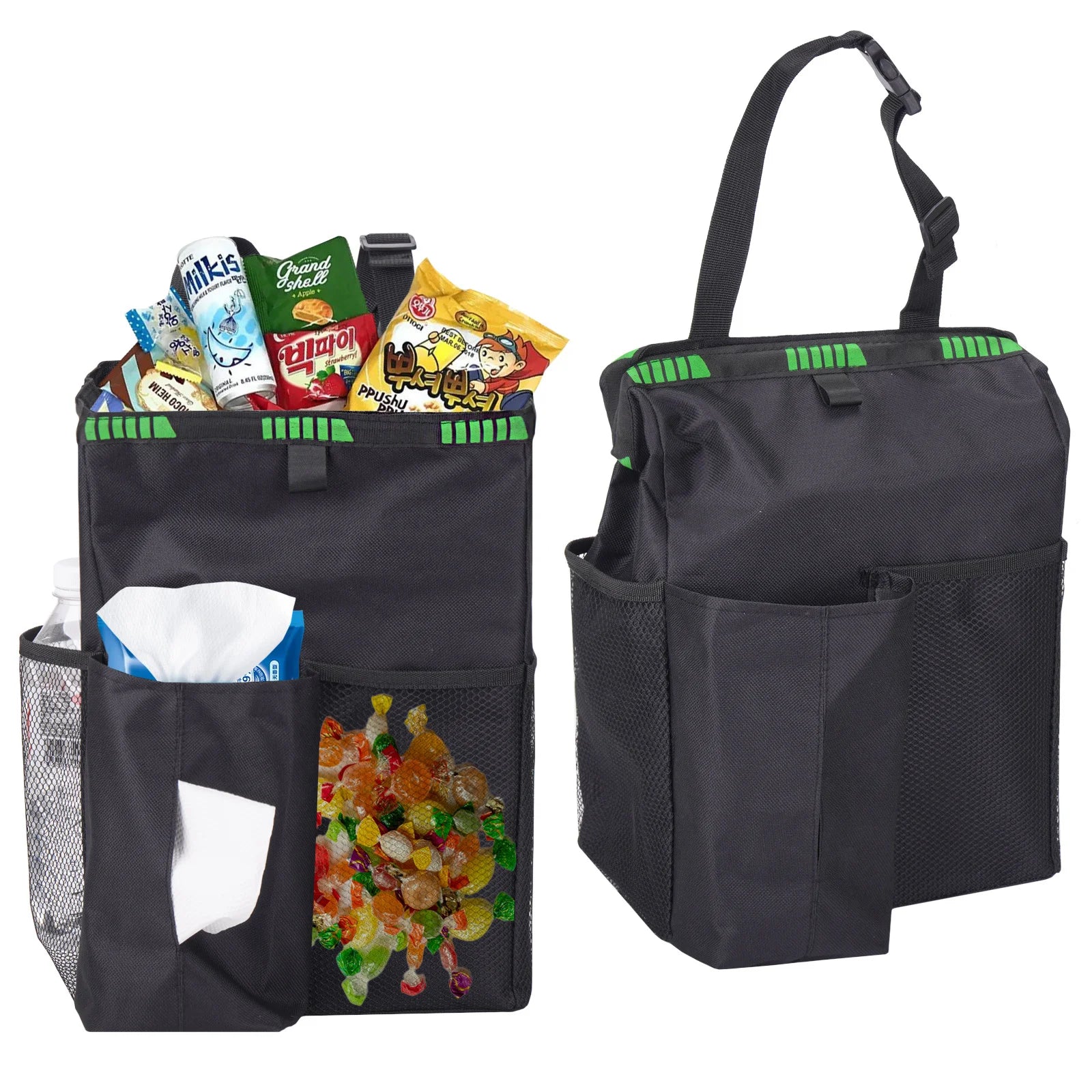 Multifunctional Foldable Hanging Car Trash Can High Quality Car Garbage Bin With Extra Storage Pockets Portable Vehicle Waste Zpaxo