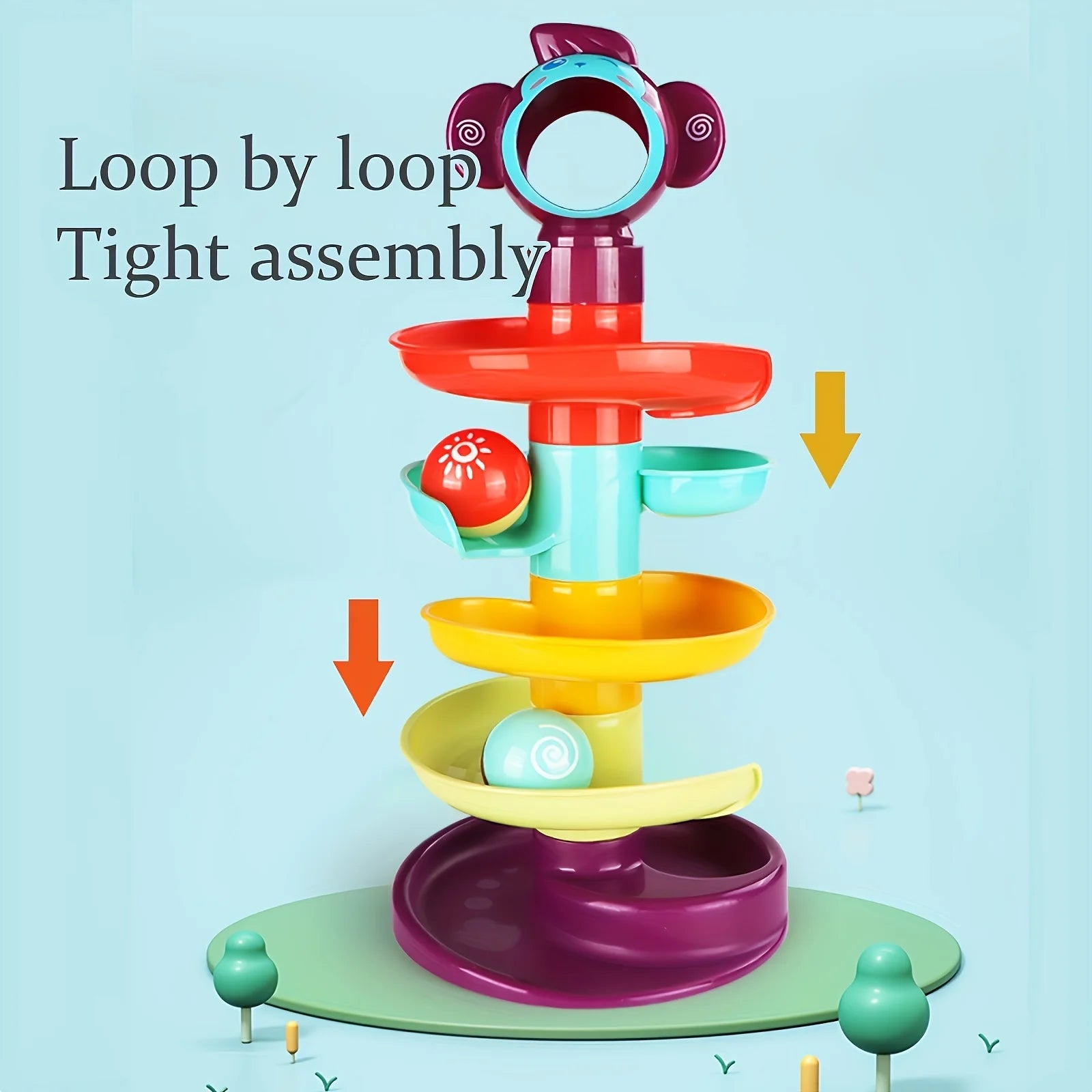 Educational Ball Track Tower Toy Rolling Spinning Balls Fine Motor