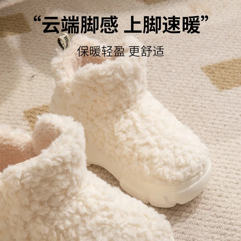 CINESSD Warm Winter Snow Boots Thick-soled Women's Faux Sheepskin Zpaxo
