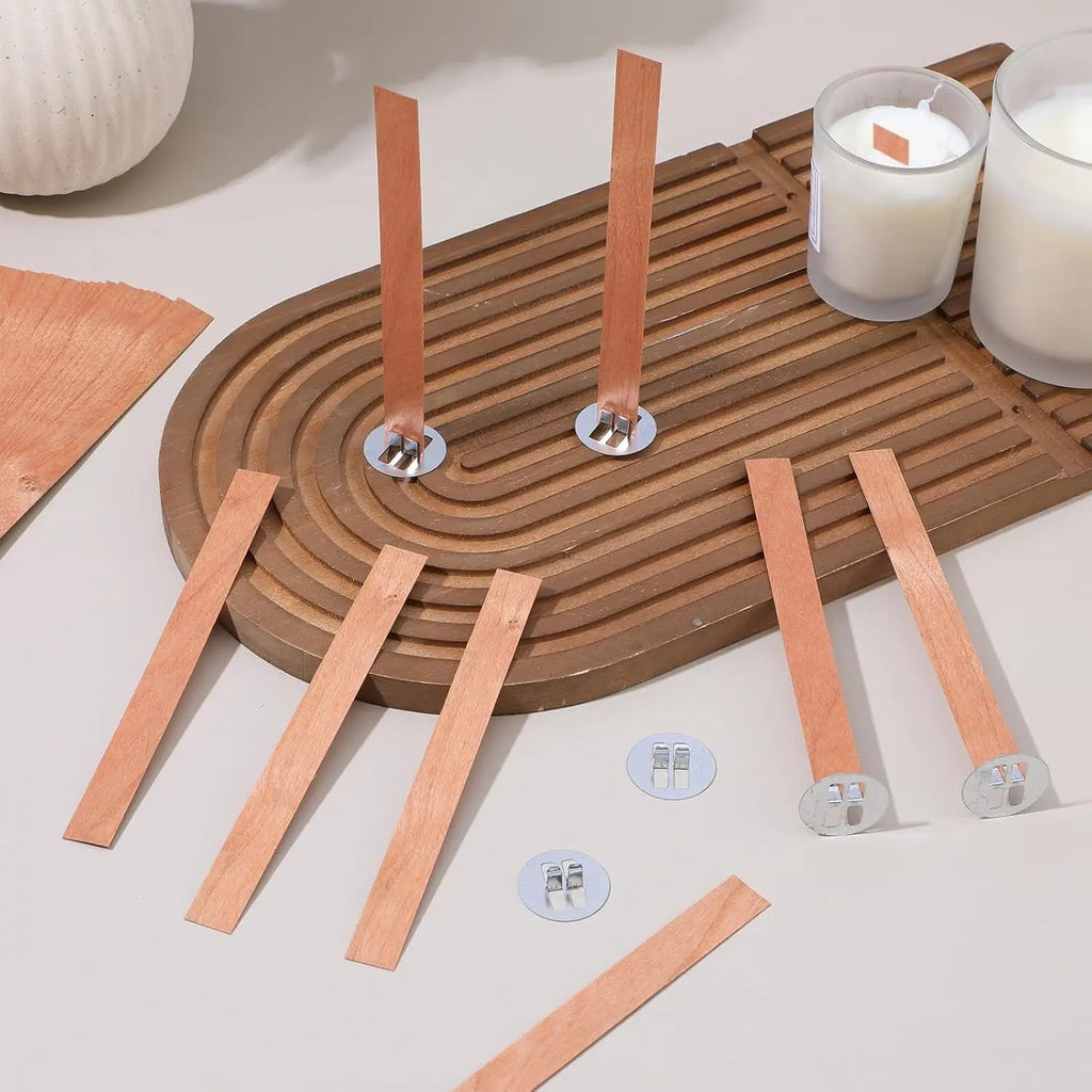 60-Pack Smokeless Wood Wicks with Metal Base – Candle Making Candle Making Wicks Zpaxo